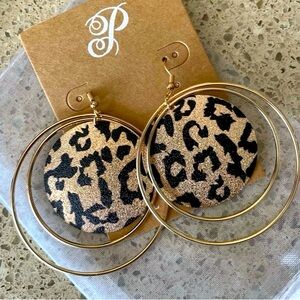 NIB Plunder Marguerite Leopard Hoop Earrings